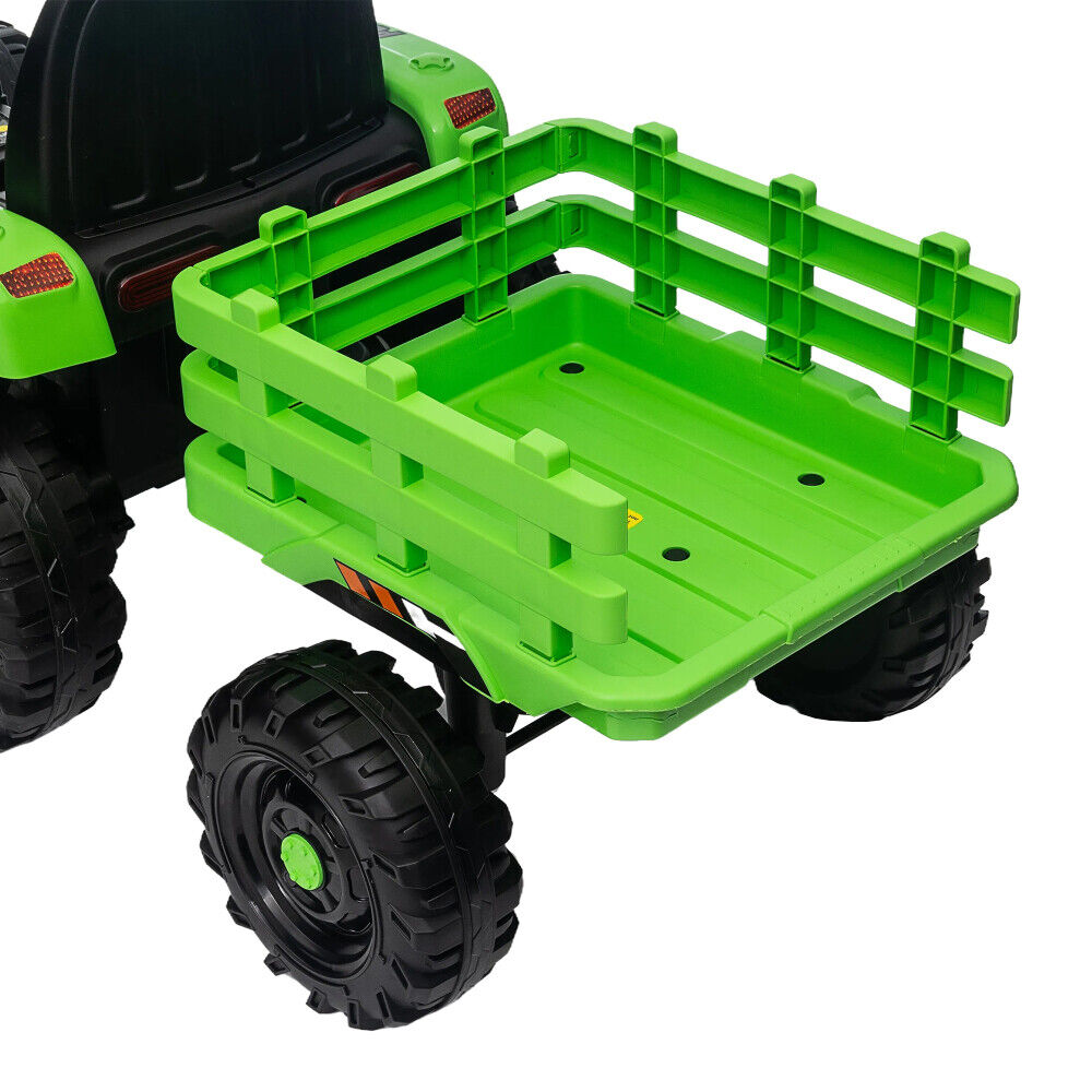 12V Battery Powered Electric Tractor Toy with Remote Control and Trailer Attachment