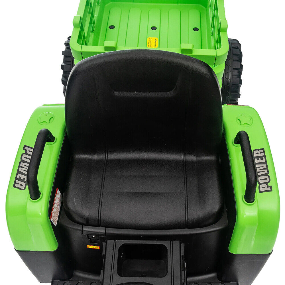 12V Battery Powered Electric Tractor Toy with Remote Control and Trailer Attachment