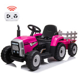 12V Battery Powered Electric Tractor with Trailer Ride-On Toy for Kids with Remote Control