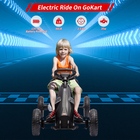 12V Battery Powered Go Kart: 2 Speeds Electric Ride on Toy for Kids - Perfect Gift!