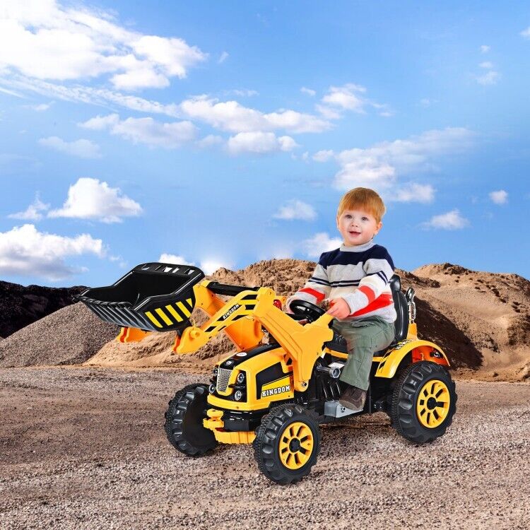 12V Battery Powered Kids Excavator Dumper Truck with Front Loader Digger