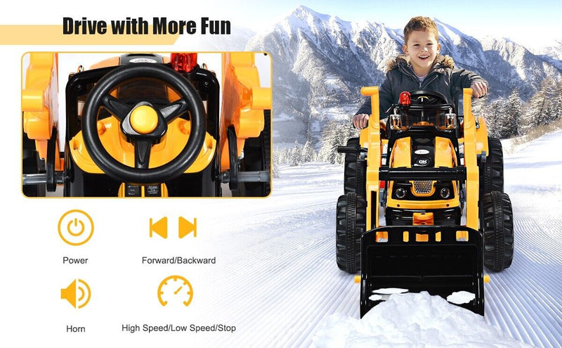 12V Battery Powered Kids Excavator Dumper Truck with Front Loader Digger