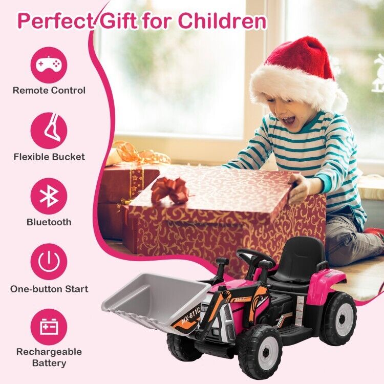 12V Battery-Powered Kids Excavator Toy with Adjustable Arm and Bucket