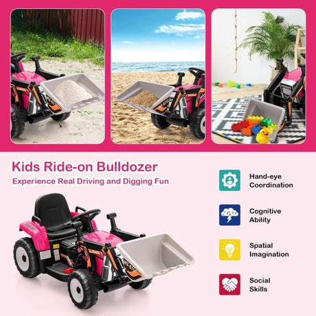 12V Battery-Powered Kids Excavator Toy with Adjustable Arm and Bucket