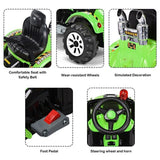 12V Battery Powered Kids Excavator Truck with Front Loader Digger - Green