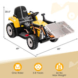 12V Battery Powered Kids Excavator with Adjustable Arm - Yellow
