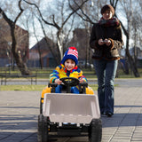 12V Battery Powered Kids Excavator with Adjustable Arm - Yellow