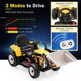 12V Battery Powered Kids Excavator with Adjustable Arm - Yellow