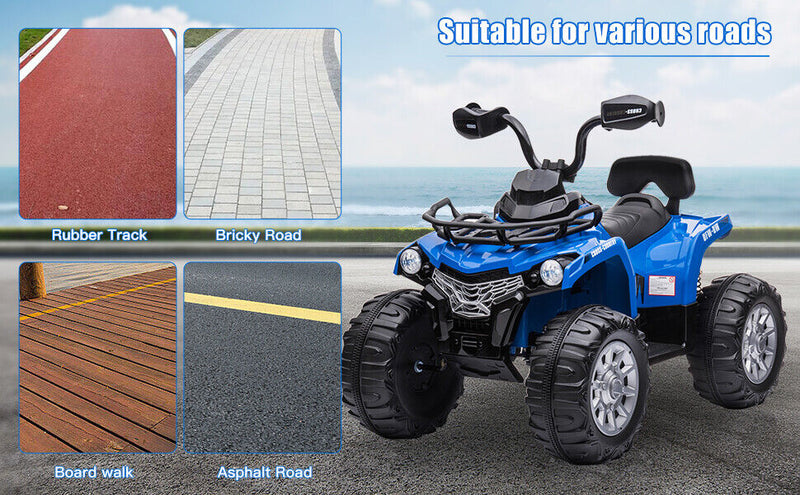12V Electric Ride-On ATV Quad for Kids with MP3 and Lights - 2 Speeds, Perfect Gift for Adventure Seekers