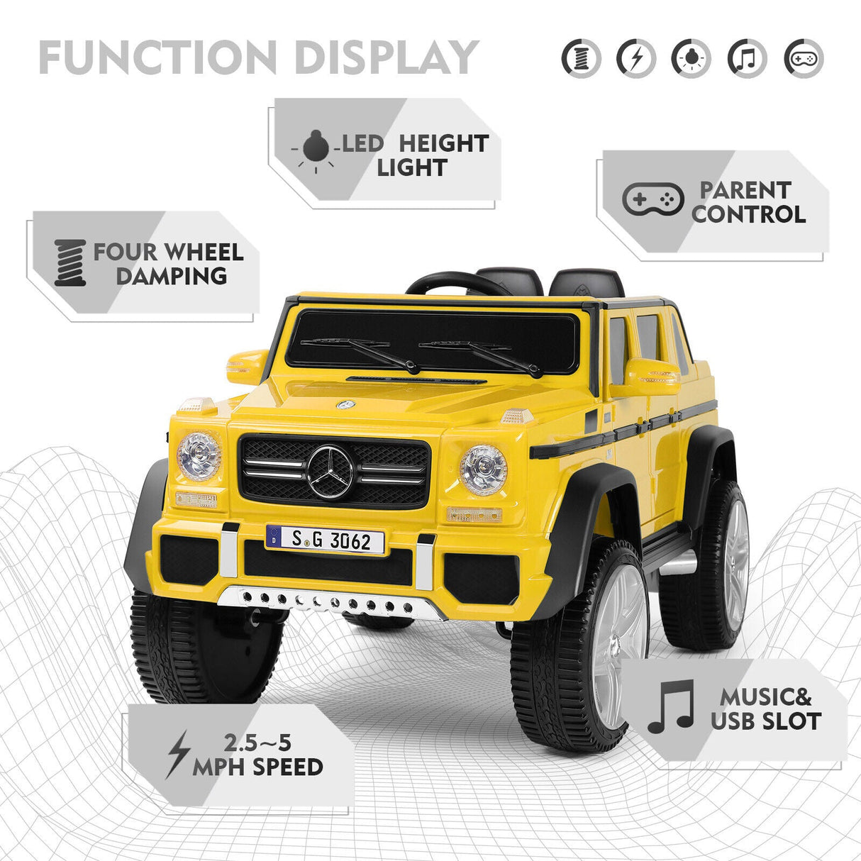 12V Battery-Powered Kids Ride-On Truck with LED Lights, Music, and Remote Control