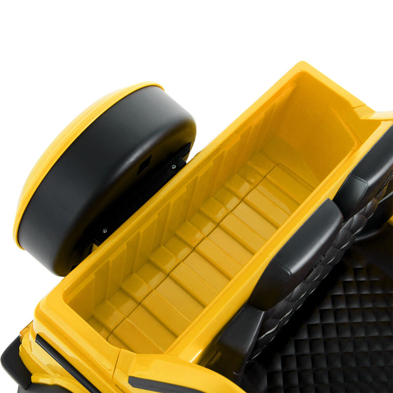 Mercedes-Benz Truck 12V Battery Ride On Car for Kids with 3 Speeds, LED Lights, Music, and Remote Control - Yellow