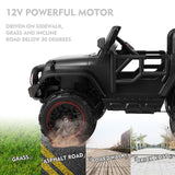 12V Battery Powered Kids Ride-On Truck with MP3, LED Lights, Remote Control, and Cover - Black