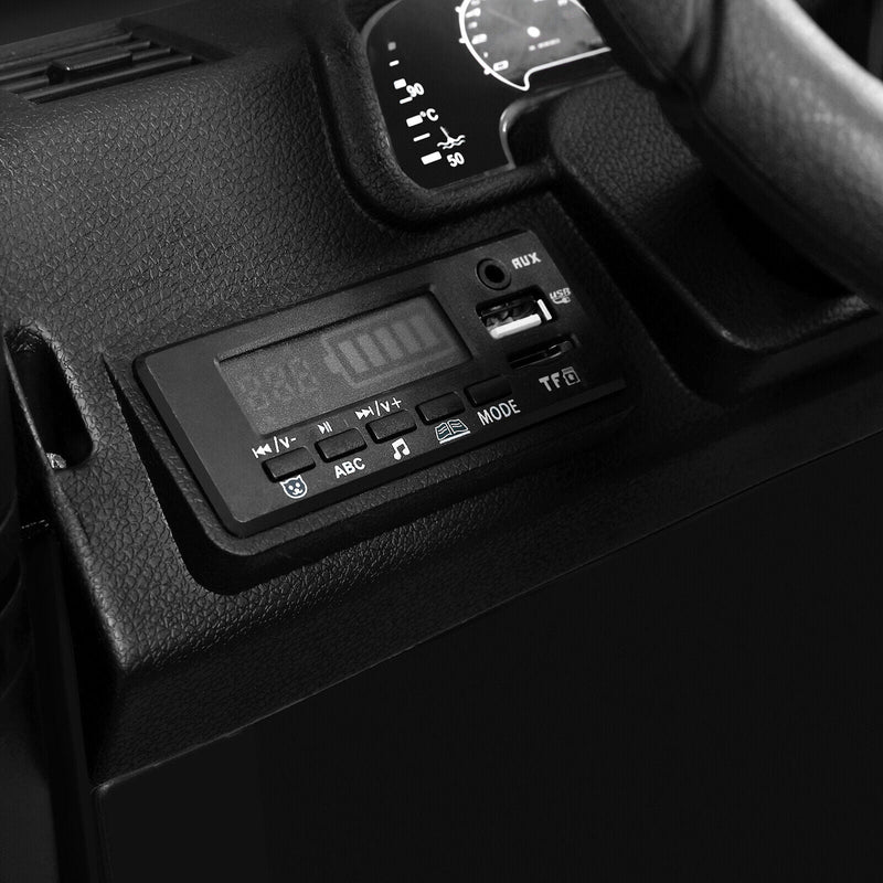 12V Battery Powered Kids Ride-On Truck with MP3, LED Lights, Remote Control, and Cover - Black