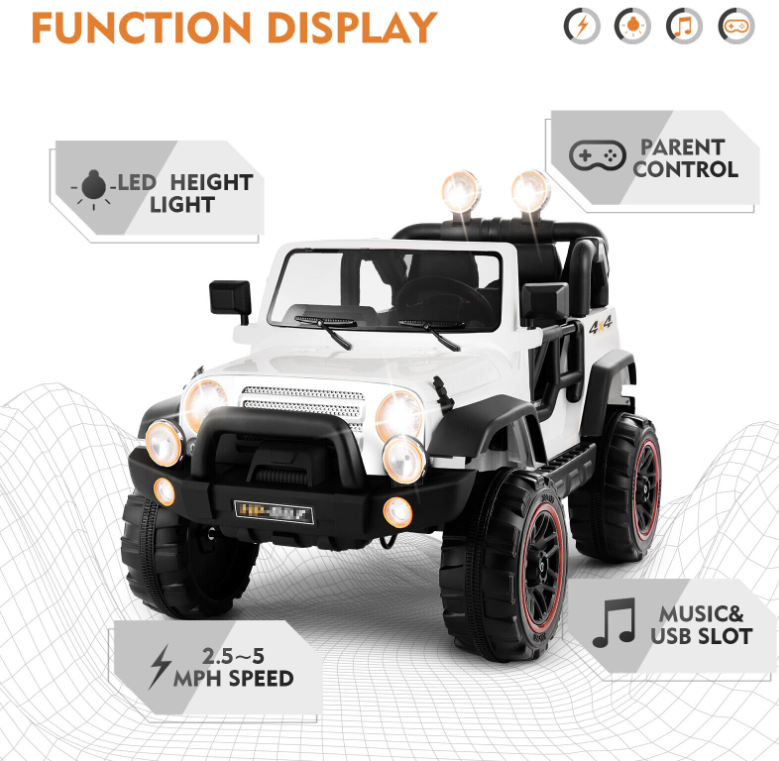 12V Battery Powered Kids Ride on Truck with Remote Control, MP3 Player, and LED Lights - Perfect Gift for Children