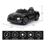 12V Battery Powered Ride-On Car for Kids Ages 2-8 with Parental Remote Control - Black