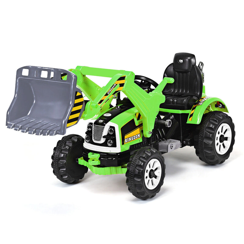 12V Battery Powered Ride-On Excavator Truck with Front Loader Digger for Outdoor Play