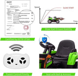 12V Battery-Powered Ride-On Excavator with Remote Control and Bucket for Kids