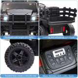 12V Battery-Powered Ride-On Tractor Truck with Detachable Trailer in Black