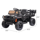 12V Battery-Powered Ride-On Tractor Truck with Detachable Trailer in Black