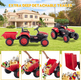 12V Battery Powered Ride-On Tractor with Trailer for Kids