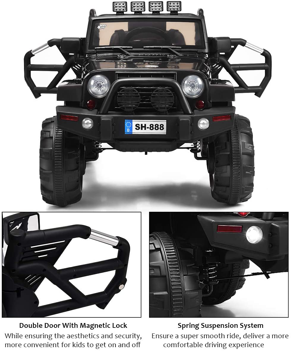 12V Battery Powered Ride-On Truck for Kids with Remote Control, LED Lights, and Music