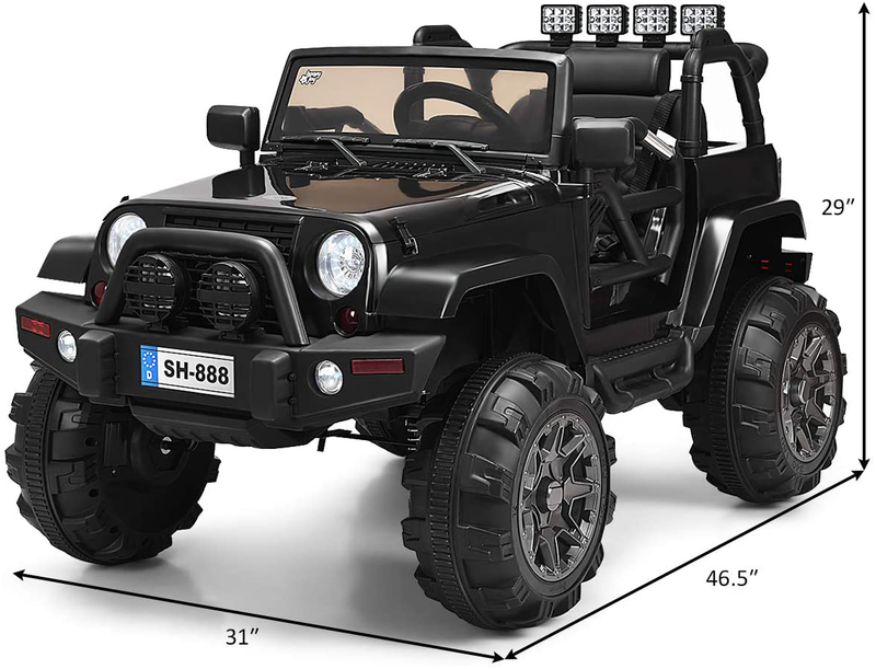 12V Battery Powered Ride-On Truck for Kids with Remote Control, LED Lights, and Music