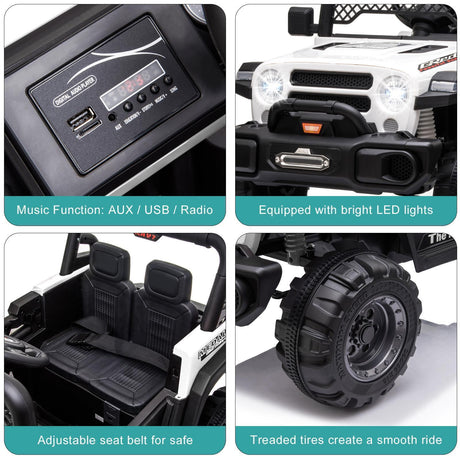 12V Battery Powered Ride On Truck with 2 Front LED Lights - Perfect Gift for Kids