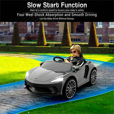12V Battery Powered Sports Car for Kids with LED Headlights and 2 Speed Options