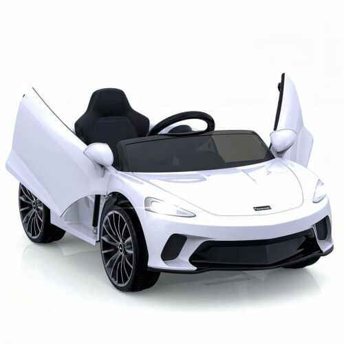12V Battery Powered Sports Car for Kids with LED Headlights and 2 Speeds - White