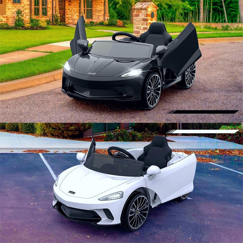 12V Battery Powered Sports Car for Kids with LED Headlights and 2 Speeds - White