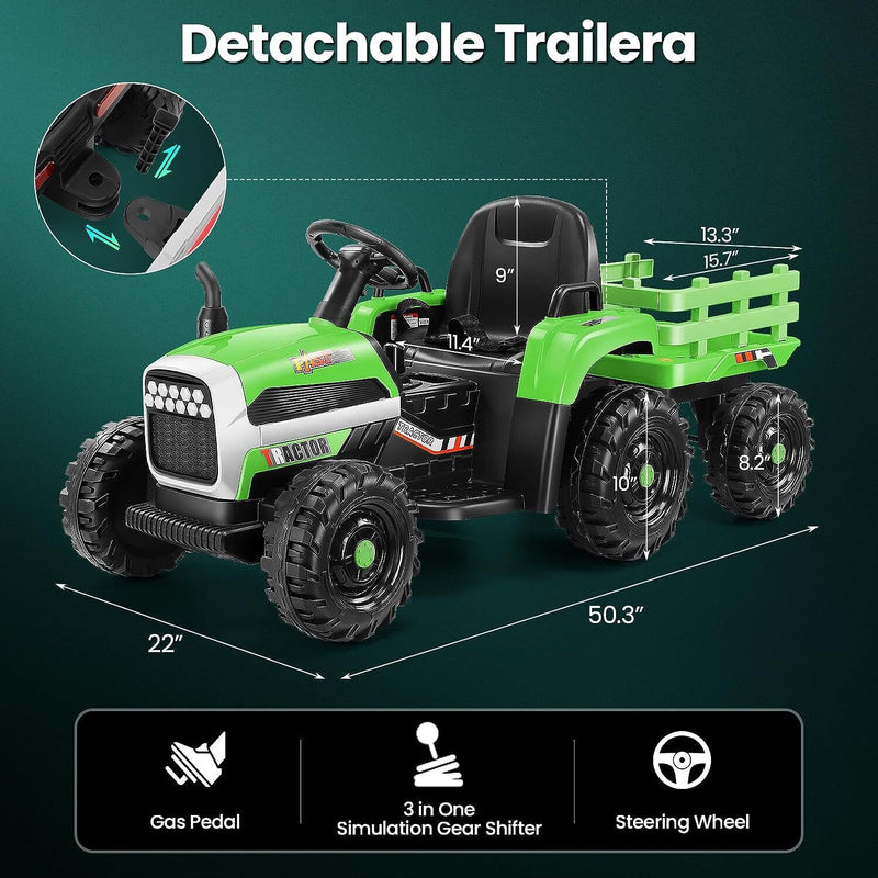 Electric Kids Ride On Tractor with Trailer - Perfect Christmas Gift!