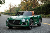 Licensed Bentley Style 12V Electric Ride-On Car with Remote Control and LED Lights - Green