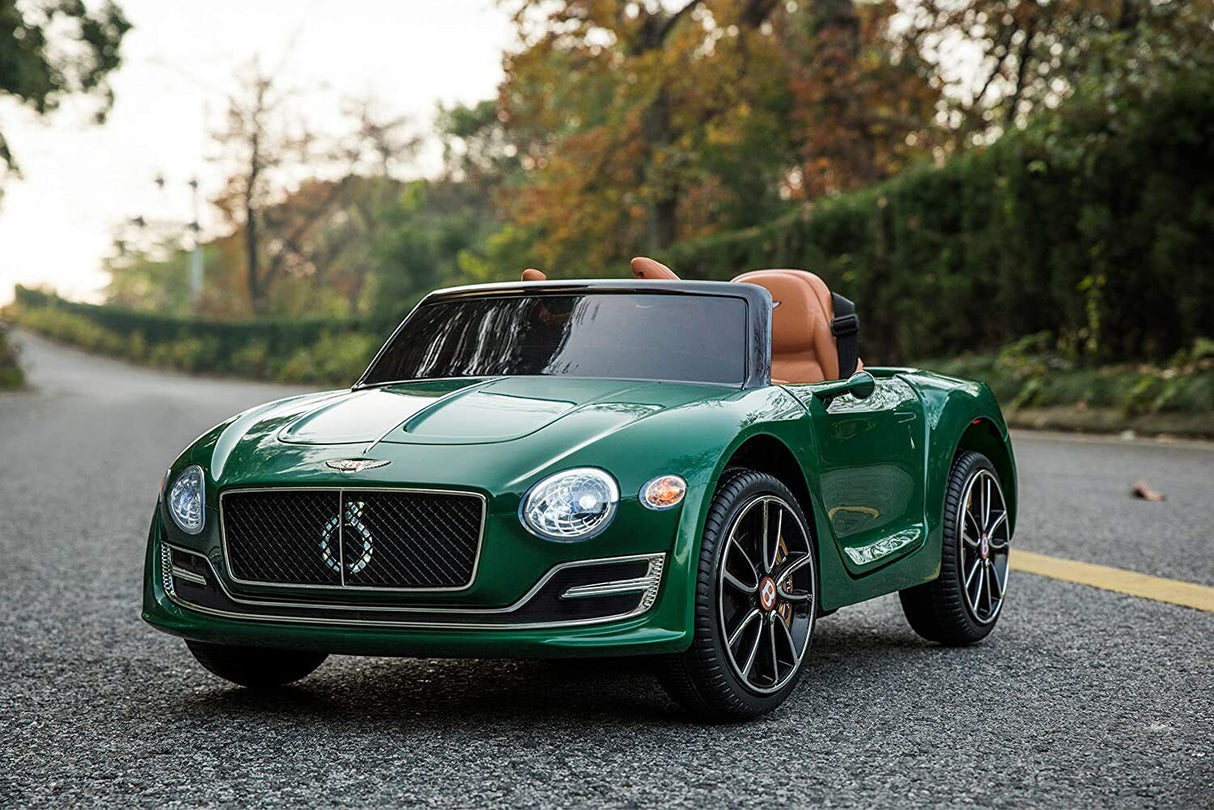 12V Electric Bentley Style Kid Ride-On Car with Remote Control and LED Lights in Green