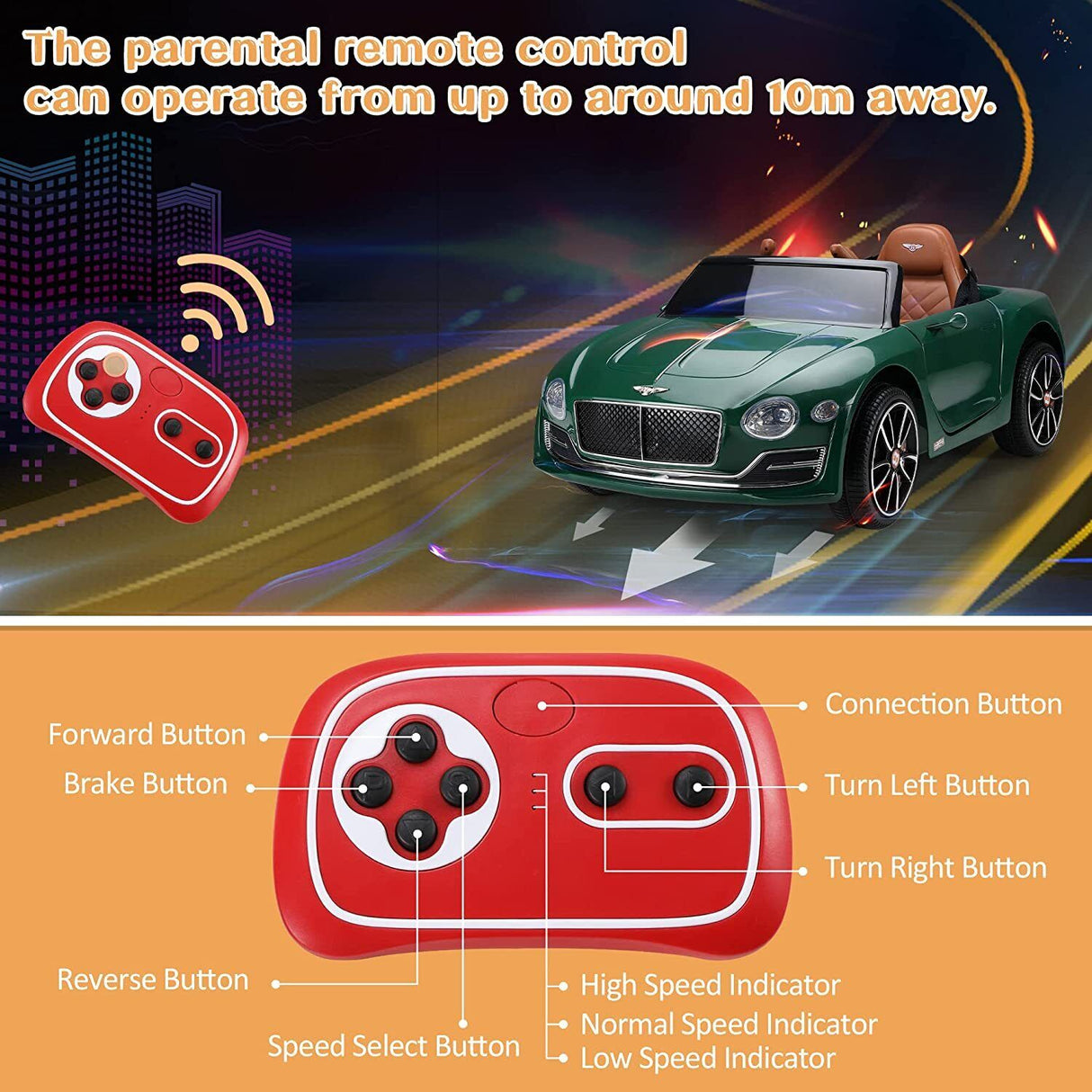 12V Licensed Bentley Electric Kids Ride On Car with Remote Control - Suitable for Ages 3-8 Years