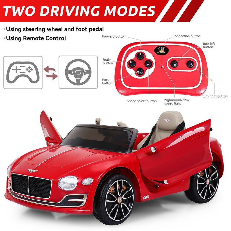 12V Electric Bentley Style Ride On Car for Kids with Remote Control and AUX