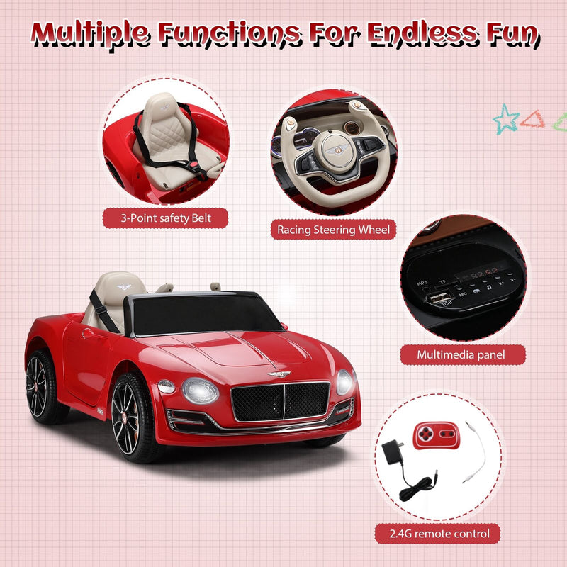 12V Electric Bentley Style Ride On Car for Kids with Remote Control and AUX
