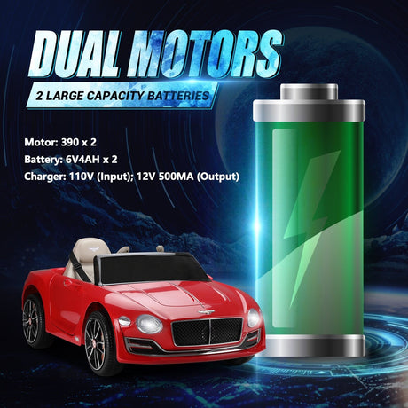 12V Electric Bentley Style Ride On Car for Kids with Remote Control and AUX