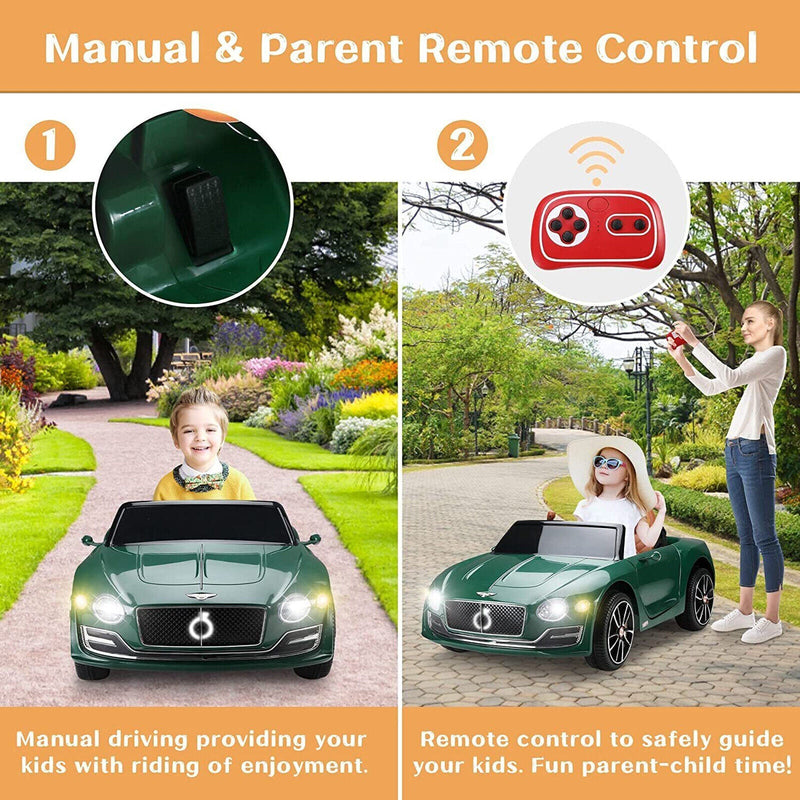 12V Bentley Style Kids Ride On Electric Toy Car with Remote Control and LED Lights