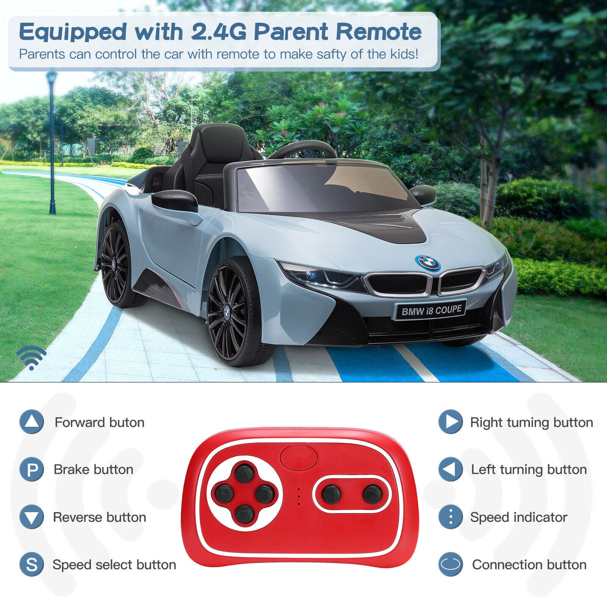12V BMW I8 Style Kids Ride on Car with 2.4G Remote Control - Electric Vehicle Toy