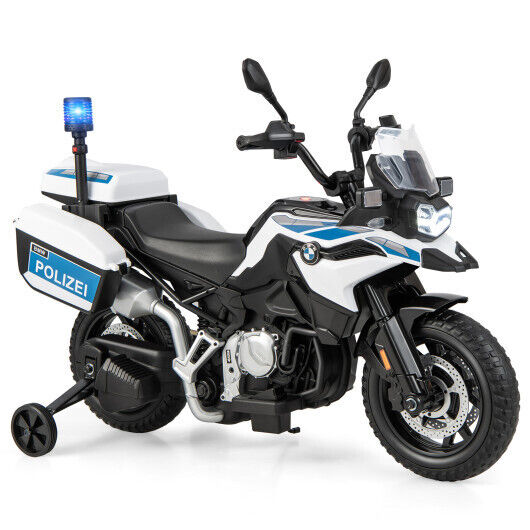 12V BMW Kids Police Motorcycle with Light and Music - White, Built to Last