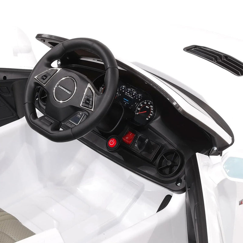 12V Chevrolet Camaro SS Ride-On Car with EVA Rubber Tires, Open Doors, 3 Speeds, and Remote Control