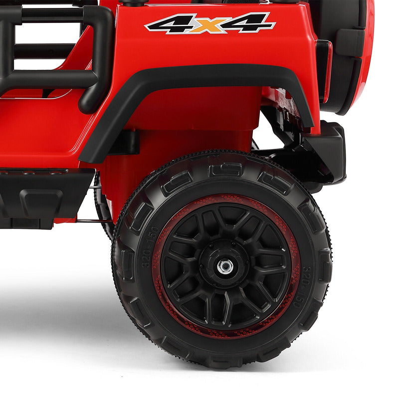 12V Double-Seater Electric Ride-On Truck for Kids with MP3, LED Lights, Cover, and Remote Control