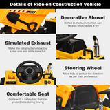 12V Dump Truck Ride-On with Remote Control, Music, Horn, USB, and AUX