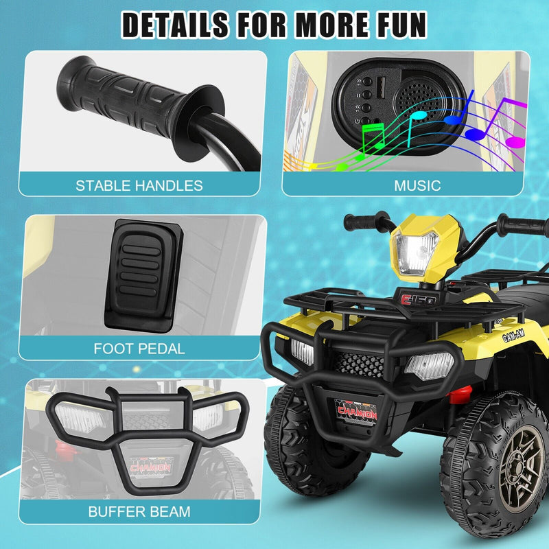12V Electric ATV Car for Kids with Music, Headlights, and MP3 Player