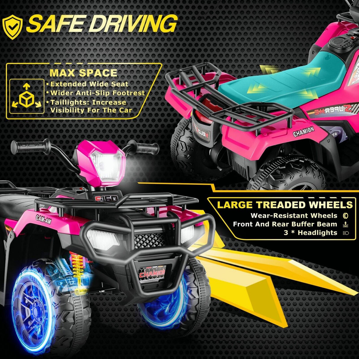Electric 4-Wheeler Quad for Kids with 12V Battery and Dual 30W Motors