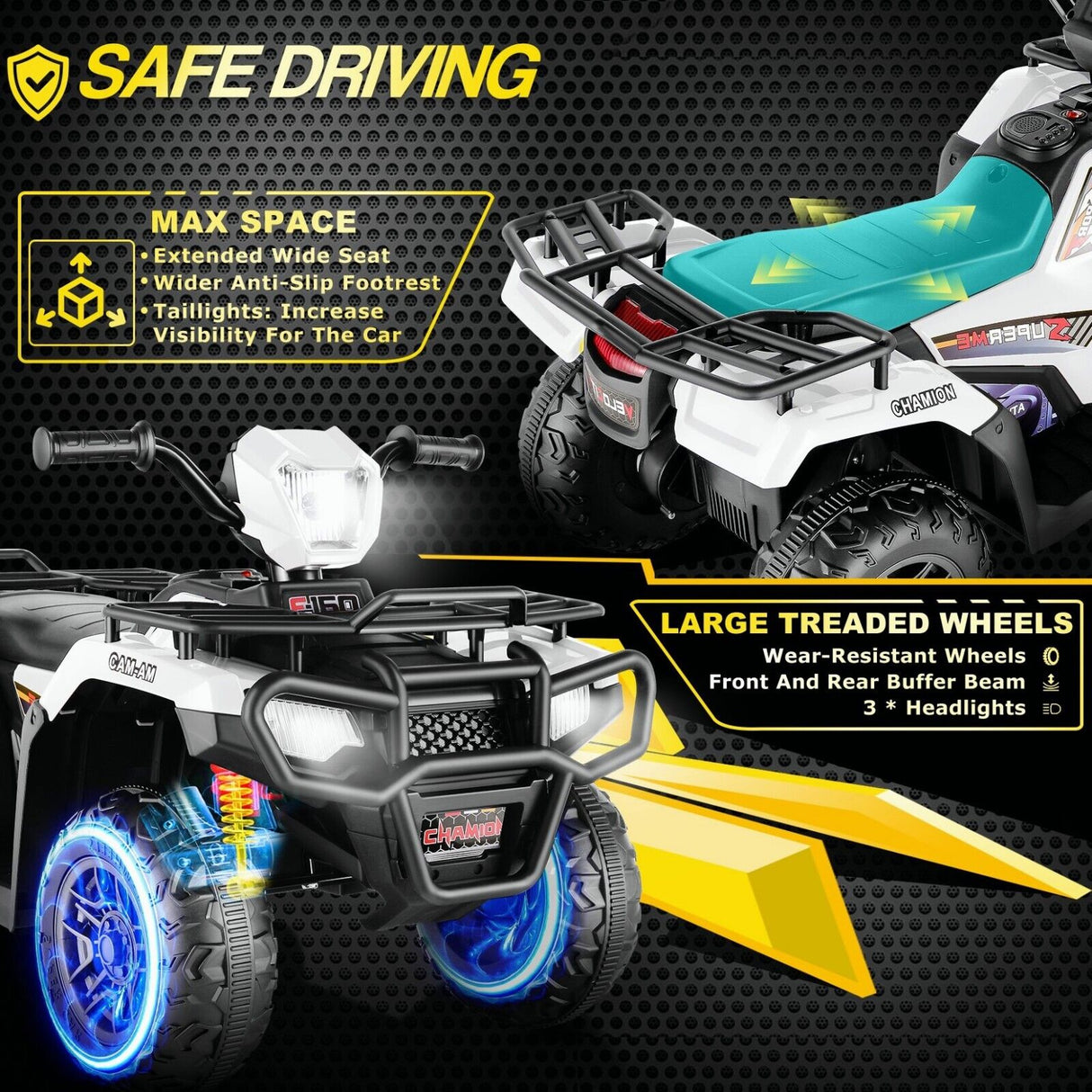 Electric 4-Wheeler Quad for Kids with 12V Battery and Dual 30W Motors