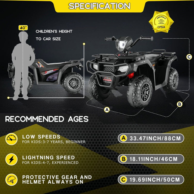 12V Battery Powered Electric ATV Quad Ride-On Car for Kids - Fun and Adventure on Wheels!