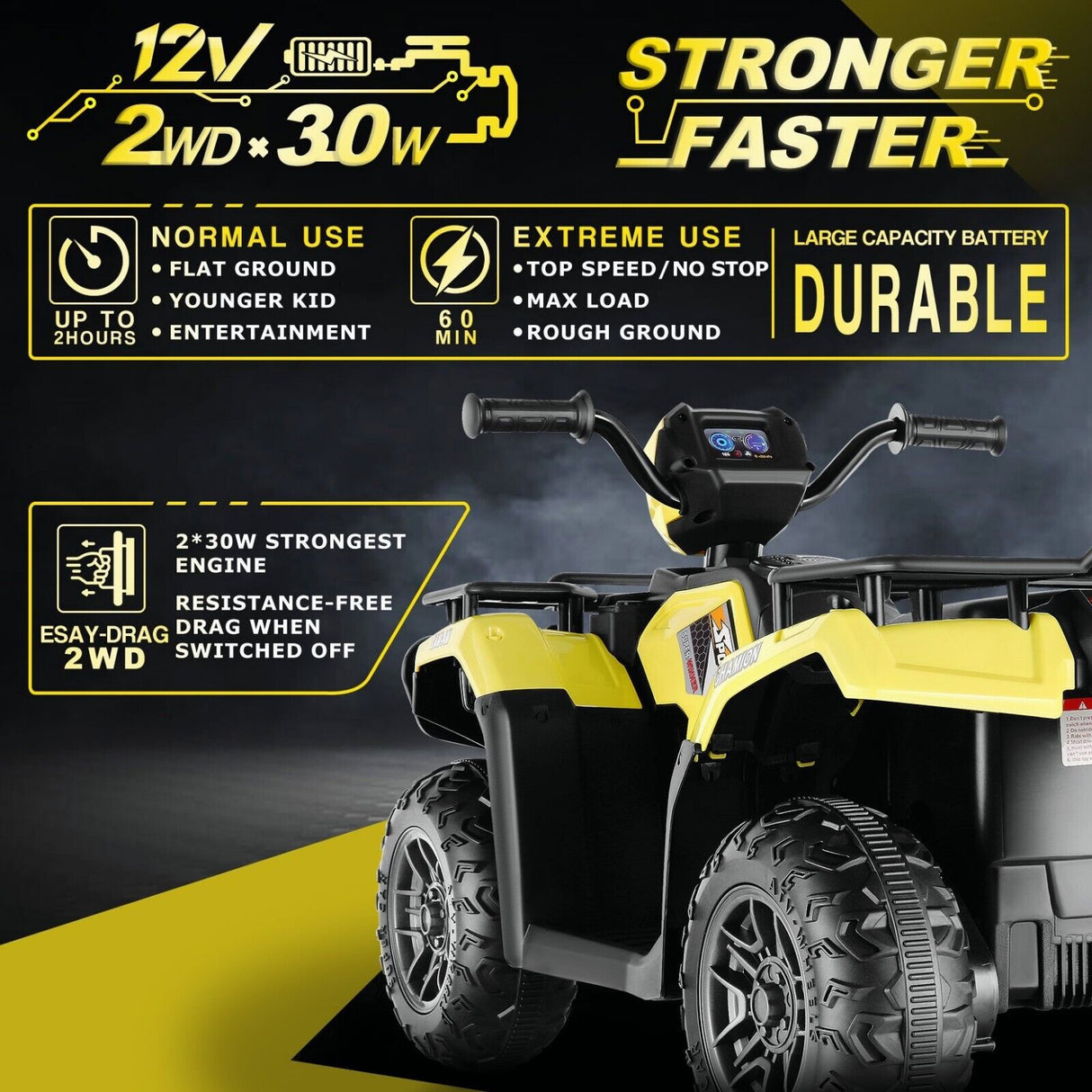 12V Electric ATV Car for Kids with Music and Headlights