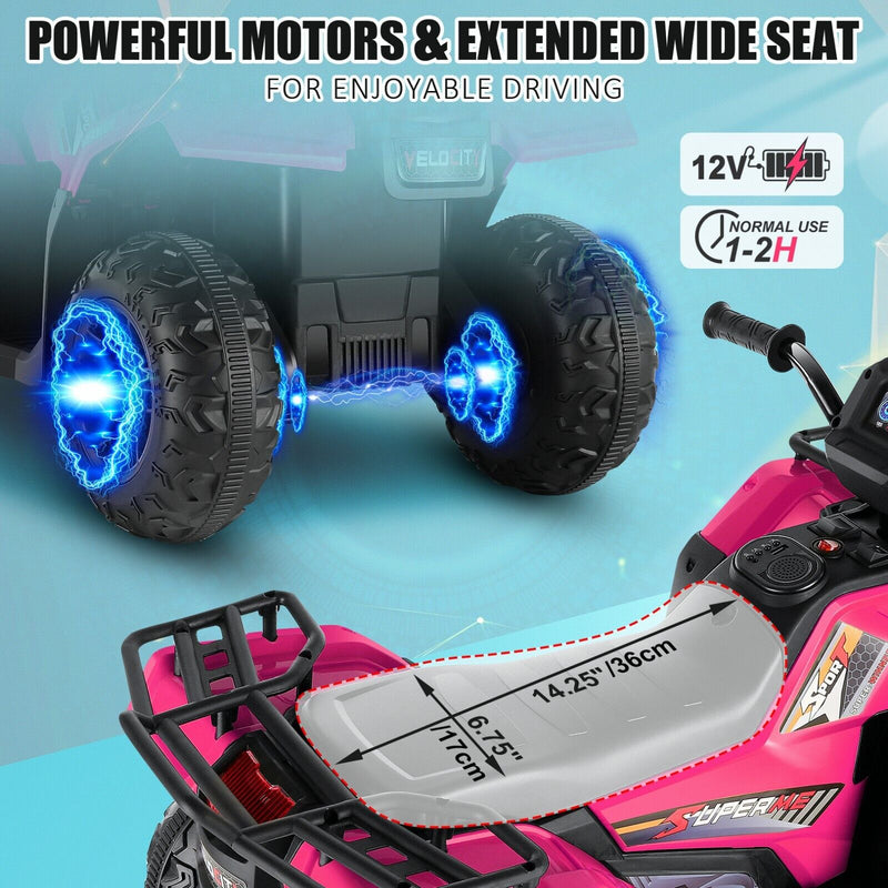 12V Electric ATV Ride-On Toy Car with USB/MP3 for Kids Ages 3-6