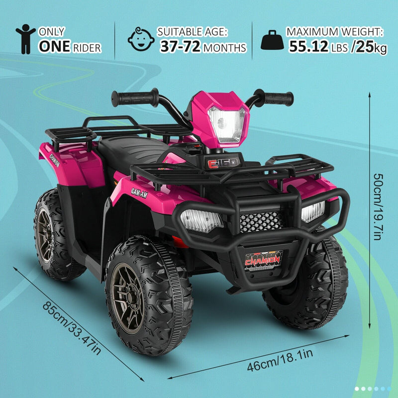 12V Electric ATV Ride-On Toy Car with USB/MP3 for Kids Ages 3-6
